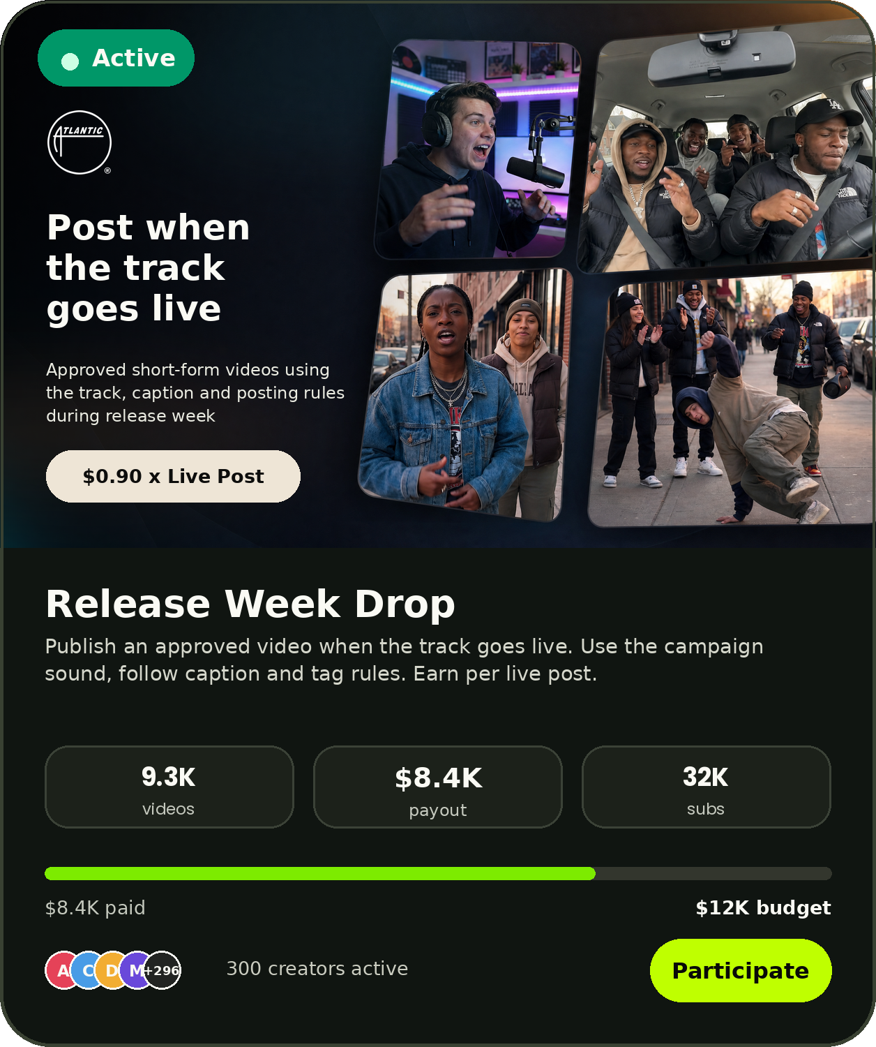 Release week drop campaign